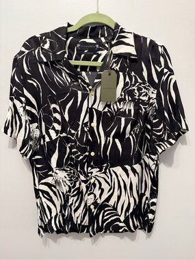 AllSaints Wildcat Short Sleeve Camp Shirt Relaxed Fit Button Up